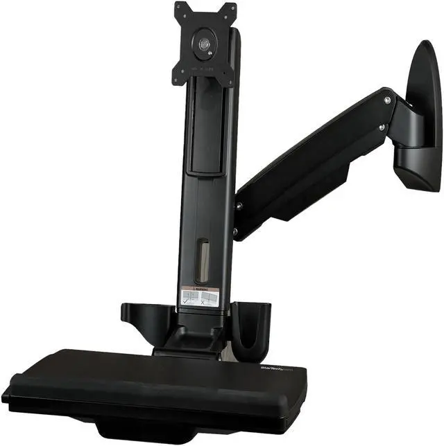 Alt view image 5 of 5 - StarTech WALLSTS1 Wall Mounted Sit Stand Desk - Single Monitor - Adjustable Standing Desk Converter - Height Adjustable Desk - Desk Riser