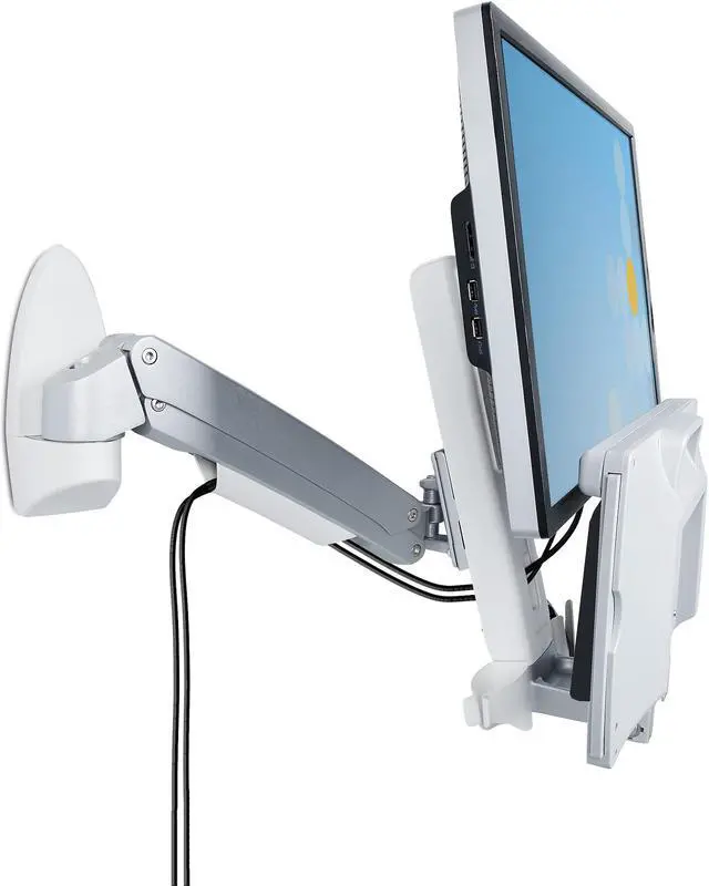 Alt view image 4 of 6 - StarTech.com Wall Mount Workstation, Full Motion Sit Stand Desk w/ Height Adjustable VESA Monitor Arm & Keyboard Tray WALL-WORKSTATION-S