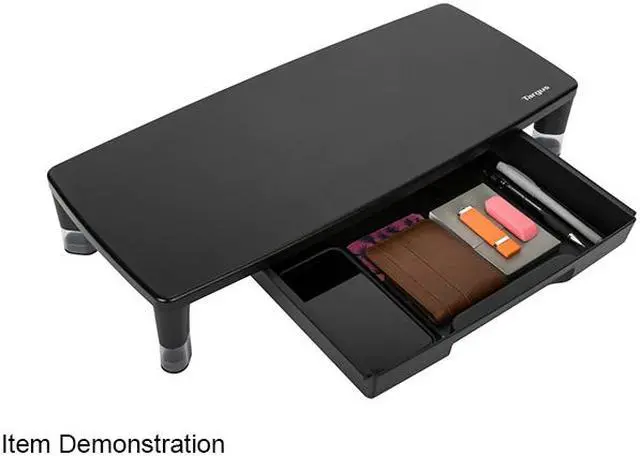 Alt view image 4 of 10 - Targus AWE804GL Adjustable Monitor Riser with Drawer (Black)