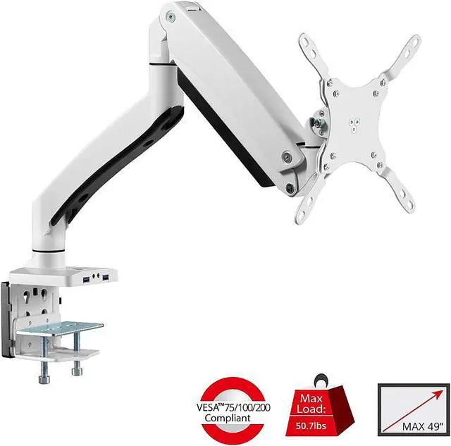 Main image of SIIG CE-MT3H11-S1 Single Monitor Gas Spring Aluminum Desk Monitor Arm with USB and Audio Ports