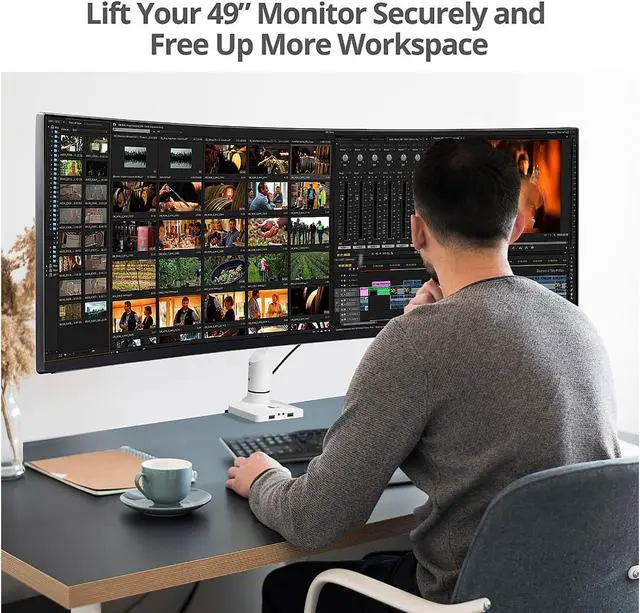 Alt view image 3 of 8 - SIIG CE-MT3H11-S1 Single Monitor Gas Spring Aluminum Desk Monitor Arm with USB and Audio Ports