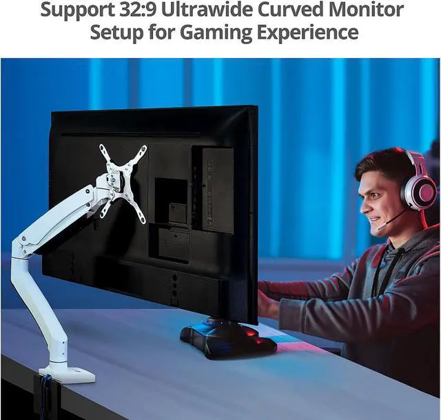 Alt view image 4 of 8 - SIIG CE-MT3H11-S1 Single Monitor Gas Spring Aluminum Desk Monitor Arm with USB and Audio Ports
