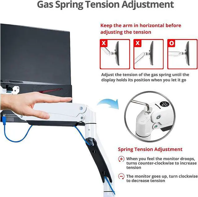 Alt view image 6 of 8 - SIIG CE-MT3H11-S1 Single Monitor Gas Spring Aluminum Desk Monitor Arm with USB and Audio Ports
