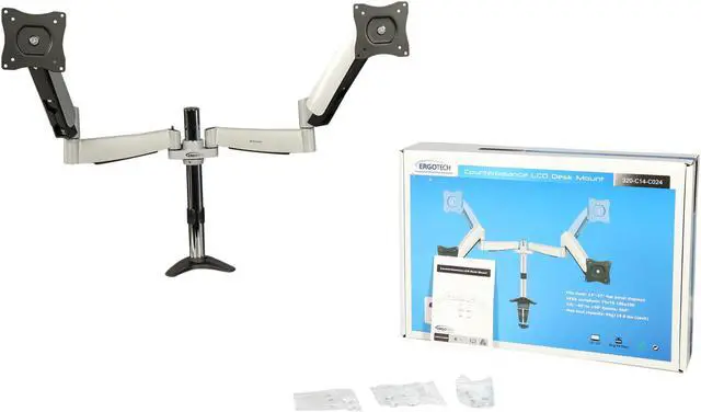 Alt view image 6 of 6 - Ergotech 320-C14-C024 One-Touch Counterbalance Dual Monitor Arm (2 links per monitor)