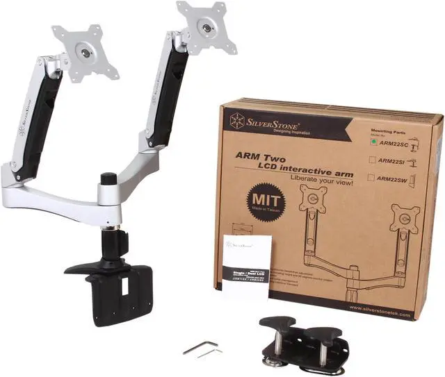 Alt view image 5 of 5 - Silverstone SST-ARM22SC Monitor Arm - Silver