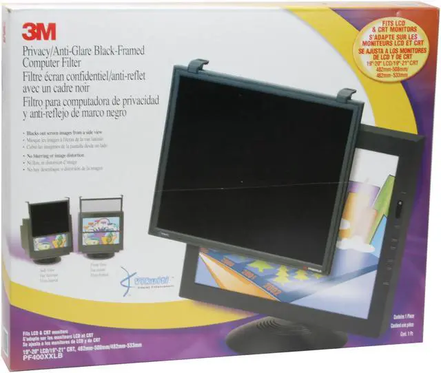 Alt view image 2 of 3 - 3M PF400XXLB Privacy Computer Filter, Black Frame