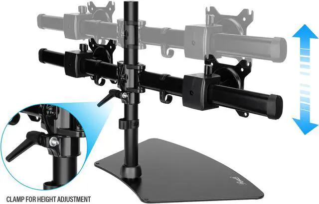 Alt view image 2 of 6 - Rosewill RMS-19001 Dual Desk Stand, Supports 15" - 27" LCD/LED Display VESA75/100, Tilt +/- 15 degree, Swivel 180 degree, Rotate 360 degree, Max. Load 17.6lbs. per monitor