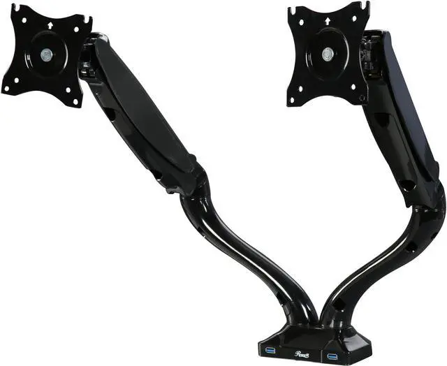 Main image of Rosewill RMS-16003 Dual Monitor Gas Spring Arm Desk Mount, LCD Screens: 13" - 27", VESA: 75/100mm, Tilt: +90/-45 Deg., Swivel: 180 Deg., Rotate: 360 Deg., Max. Load: 13.2 lbs. (Per Arm) with 2 USB3.0