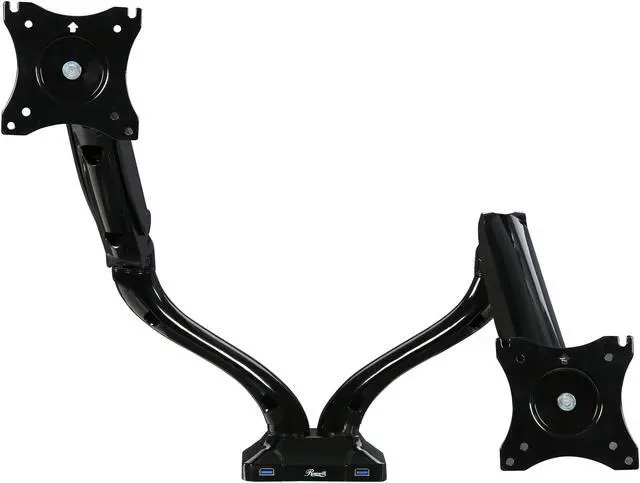 Alt view image 2 of 7 - Rosewill RMS-16003 Dual Monitor Gas Spring Arm Desk Mount, LCD Screens: 13" - 27", VESA: 75/100mm, Tilt: +90/-45 Deg., Swivel: 180 Deg., Rotate: 360 Deg., Max. Load: 13.2 lbs. (Per Arm) with 2 USB3.0