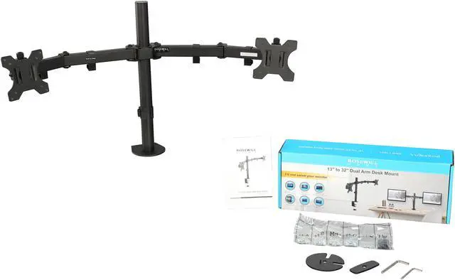 Alt view image 5 of 5 - Rosewill RMS-17001 13" to 32" Dual Arm Desk Mount - Max. Load 17.6 lbs., Swivel and Rotate, VESA 75x75, 100x100mm, Black, Compatible with Samsung, Vizio, Sony, Panasonic, LG and Toshiba TV