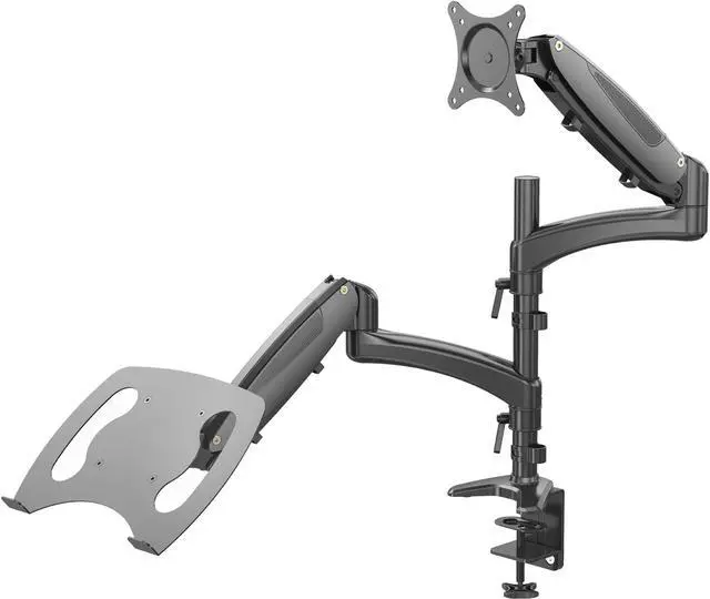 Main image of Rosewill Dual Monitor Stand and Laptop Desk Mount combo with Gas Spring Arms, Full-Motion Height Adjustment and Clamp Mounting for 1 laptop 9.5"-15.6" & 1 Monitor 10"-27"