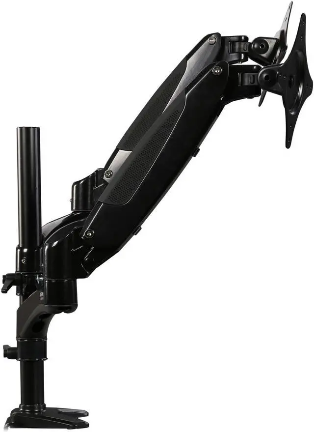 Alt view image 5 of 6 - Rosewill Dual Monitor Stand and Laptop Desk Mount combo with Gas Spring Arms, Full-Motion Height Adjustment and Clamp Mounting for 1 laptop 9.5"-15.6" & 1 Monitor 10"-27"