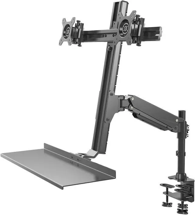 Alt view image 3 of 9 - Rosewill RMS-17003 Dual Monitor Mount Sit Stand Desk Mount Height Adjustable Standing Desk Workstation for Screens up to 24''