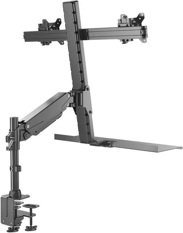 Alt view image 4 of 9 - Rosewill RMS-17003 Dual Monitor Mount Sit Stand Desk Mount Height Adjustable Standing Desk Workstation for Screens up to 24''