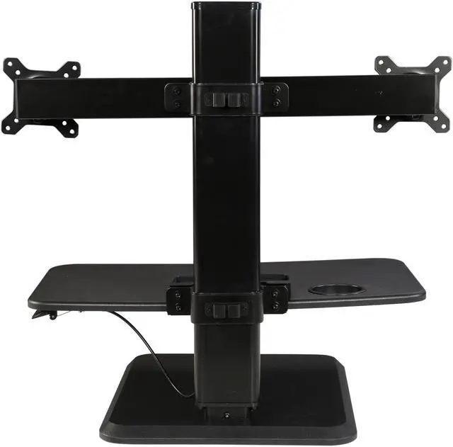 Alt view image 4 of 9 - Rosewill RMS-17004 Dual Monitor Stand Height Adjustable Desk, Standing Desk Converter, Sit Stand Desk Riser for Screens up to 24"