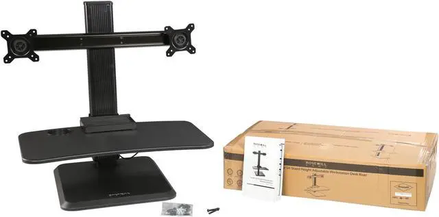 Alt view image 6 of 9 - Rosewill RMS-17004 Dual Monitor Stand Height Adjustable Desk, Standing Desk Converter, Sit Stand Desk Riser for Screens up to 24"