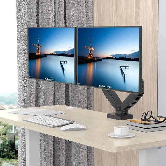 Main image of Rosewill Dual Monitor Mount, 15 to 32 Inch, 4.4 to 19.8lbs per Screen, Adjustable Gas Spring Monitor Arm with Cable Management, Clamp & Grommet Base