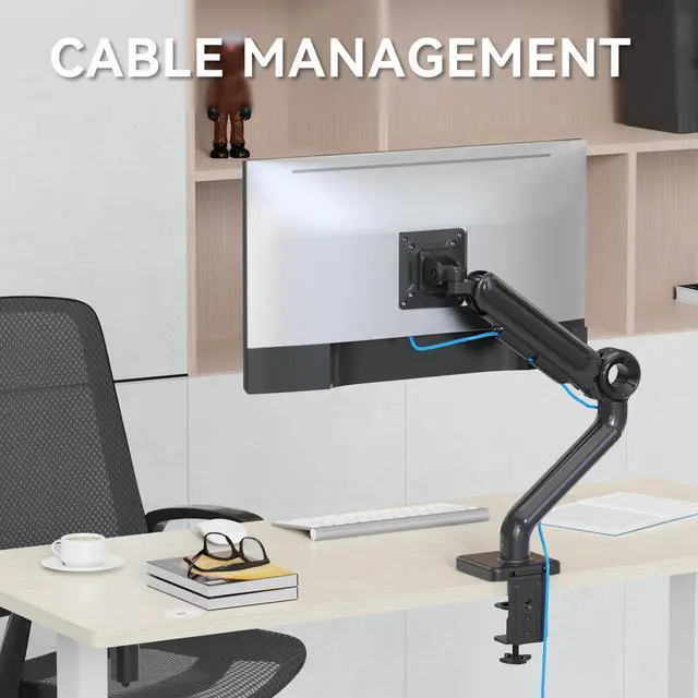 Alt view image 7 of 9 - Rosewill Premium Single Monitor Mount, 13 to 35 Inch, 0 to 26.5lbs, Ultrawide Computer Monitor Stand for 35 inch Screens, Upgraded Adjustable Monitor Mount with USB, C-Clamp & Grommet Base, VESA 75x75