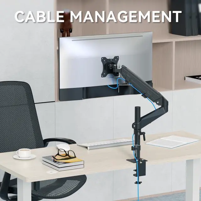 Alt view image 7 of 9 - Rosewill Single Monitor Mount, Adjustable Monitor Arm Desk Mount Fits 15-32 inch Screen, Holds 19.8lb, Gas Spring Monitor Stand, Full Motion Swivel Monitor Arm with Vesa Mount