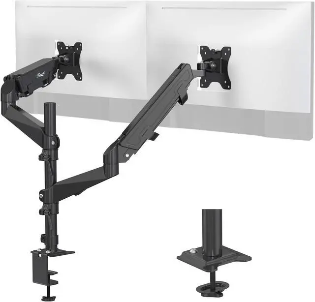 Alt view image 3 of 9 - Rosewill Dual Monitor Mount, 15 -32 Inch Monitor Mount 2 Monitors, Ergonomic Height Adjustable Screen Mount 2 Monitors Tilt/Swivel/Rotate/Weight Max 19.8 LBS/VESA 75/100 mm