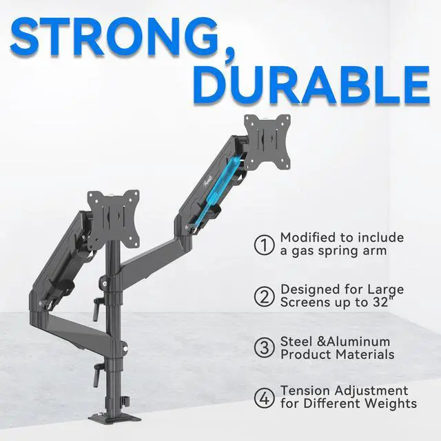 Alt view image 6 of 9 - Rosewill Dual Monitor Mount, 15 -32 Inch Monitor Mount 2 Monitors, Ergonomic Height Adjustable Screen Mount 2 Monitors Tilt/Swivel/Rotate/Weight Max 19.8 LBS/VESA 75/100 mm