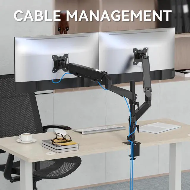 Alt view image 7 of 9 - Rosewill Dual Monitor Mount, 15 -32 Inch Monitor Mount 2 Monitors, Ergonomic Height Adjustable Screen Mount 2 Monitors Tilt/Swivel/Rotate/Weight Max 19.8 LBS/VESA 75/100 mm