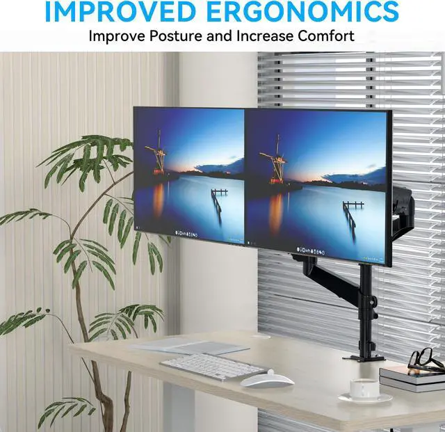Alt view image 8 of 9 - Rosewill Dual Monitor Mount, 15 -32 Inch Monitor Mount 2 Monitors, Ergonomic Height Adjustable Screen Mount 2 Monitors Tilt/Swivel/Rotate/Weight Max 19.8 LBS/VESA 75/100 mm