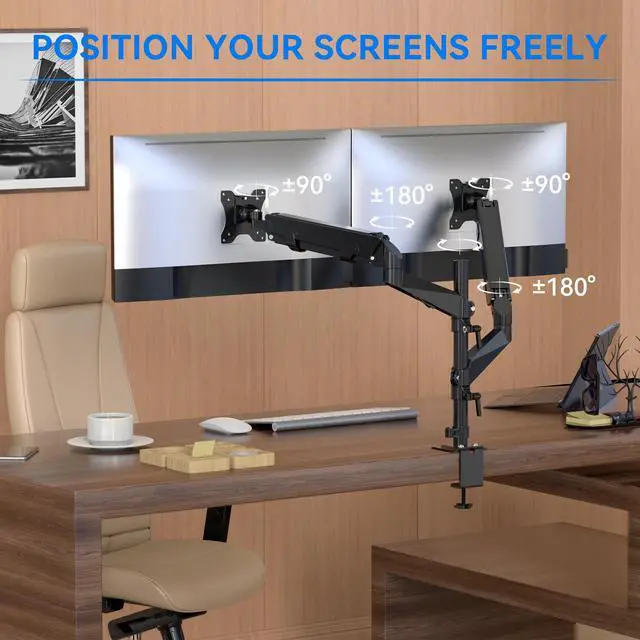 Alt view image 9 of 9 - Rosewill Dual Monitor Mount, 15 -32 Inch Monitor Mount 2 Monitors, Ergonomic Height Adjustable Screen Mount 2 Monitors Tilt/Swivel/Rotate/Weight Max 19.8 LBS/VESA 75/100 mm