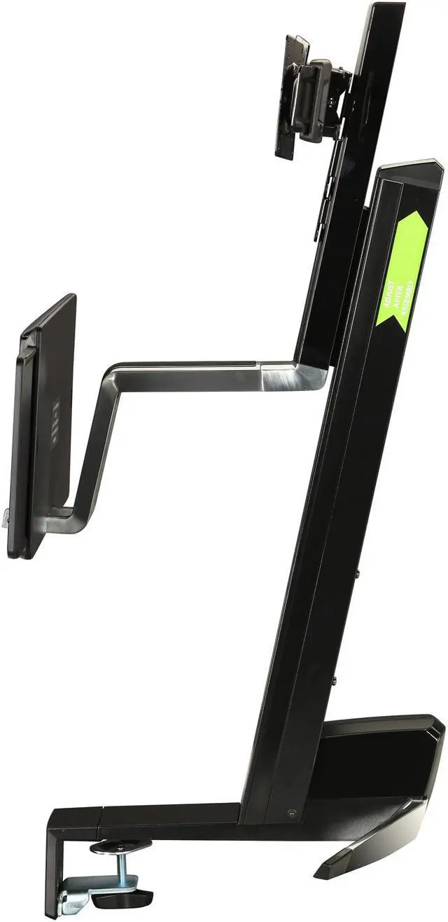 Alt view image 5 of 7 - Ergotron 33-341-200 Black WorkFit-S, Dual Monitor Sit-Stand Workstation, Height-Adjustment Column, Desk Clamp, keyboard Tray with Left/ Right Mouse Tray