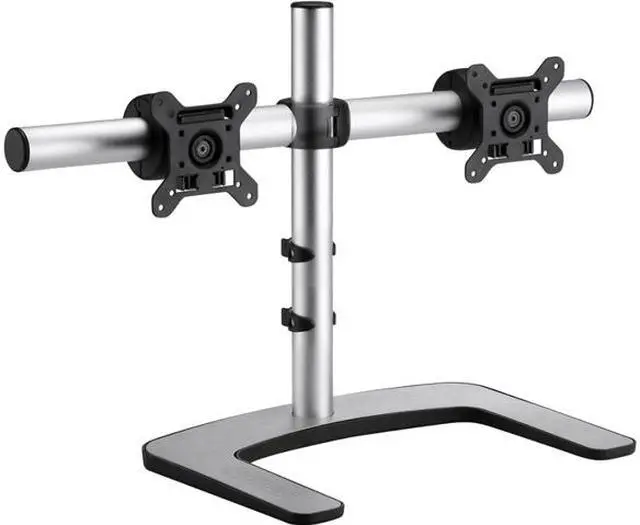 Main image of Atdec VFS-DH Dual Freestanding Horizontal Desk Monitor Mount (Supports two displays horizontally up to 27?) with horizontal or vertical orientation, swivelling heads and QuickShift mechanism, Silver,Polished Silver