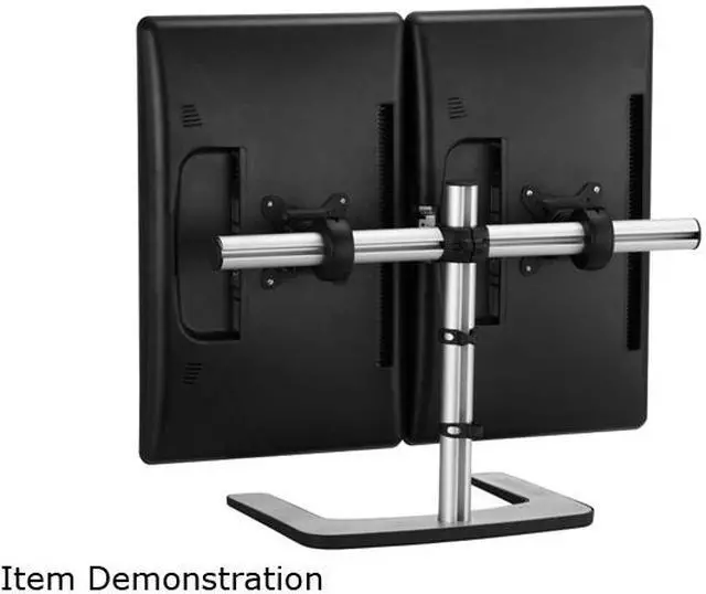 Alt view image 5 of 10 - Atdec VFS-DH Dual Freestanding Horizontal Desk Monitor Mount (Supports two displays horizontally up to 27?) with horizontal or vertical orientation, swivelling heads and QuickShift mechanism, Silver,Polished Silver
