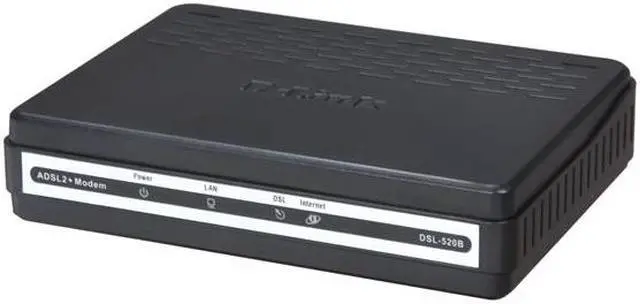 Main image of D-Link DSL-520B ADSL2+ Ethernet Modem 24Mbps Downstream, 2Mbps Upstream Ethernet Port ADSL : Multi-mode, ANSI T1.413 Issue 2, ITU-T G.992.1 (G.dmt) Annex A, ITU-T G.992.2 (G.lite) Annex A, ITU-T G.994.1 (G.hs) ADSL2: ITU-T G.992.3 (G.dmt.bi