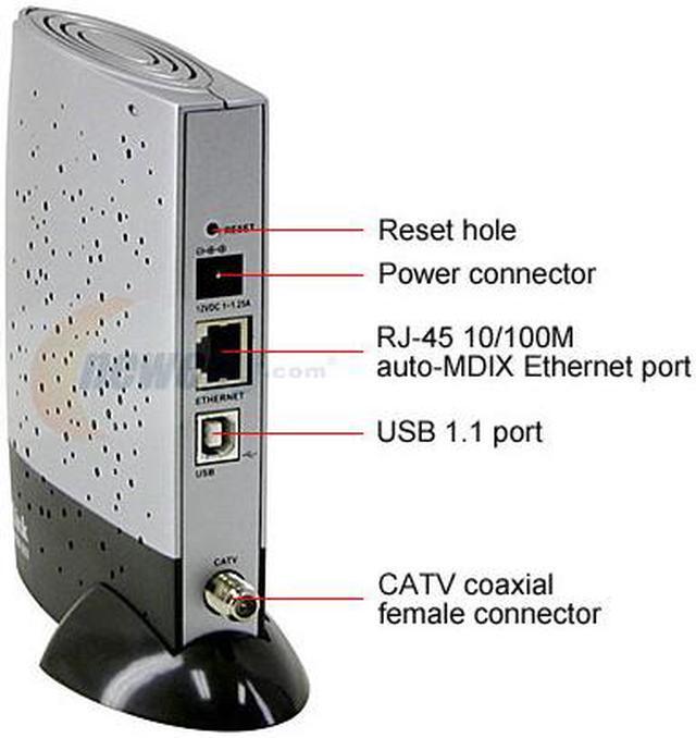 Alt view image 5 of 8 - D-Link DCM-202 Broadband Cable Modem 43Mbps Downstream,10Mbps Upstream 1 x 10/100 Fast Ethernet Port (Auto MDI/MDI-x)  1 x USB Port  1 x CATV-Coaxial Female Connector DOCSIS 2.0 Certified  DOCSIS 1.1 Compatible  DOCSIS 1.0 Compatible  IEEE