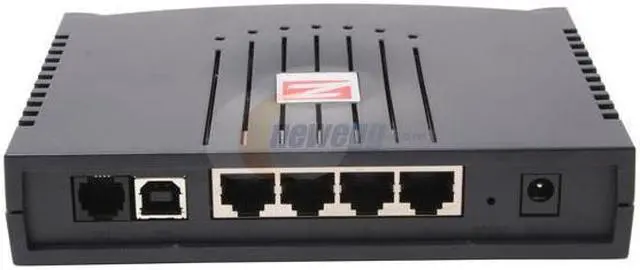 Alt view image 2 of 4 - Zoom 5654 ADSL 2/2+ Modem/Router/Gateway/Firewall/4-port Switch 24Mbps Downstream, 1Mbps Upstream USB and Ethernet 10/100Base-T Full-rate ANSI T1.413 Issue 2, ITU G.dmt (G.992.1) standards Splitterless G.lite (G.992.2) specification ITU G.9