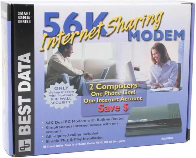 Alt view image 7 of 7 - BEST DATA 56NET External Ethernet Modem 56Kbps Ethernet Port ITU-T V.92 ITU-T V.44