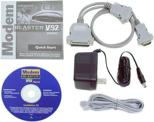 Alt view image 4 of 5 - Creative V.92 7000000003080 Serial External Modem 56Kbps RS-232 (Serial Port) V.92 and earlier ITU standards, Bell 103, Bell 212