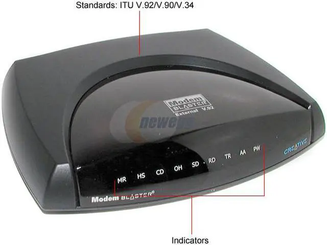 Alt view image 2 of 5 - Creative V.92 7000000003080 Serial External Modem 56Kbps RS-232 (Serial Port) V.92 and earlier ITU standards, Bell 103, Bell 212