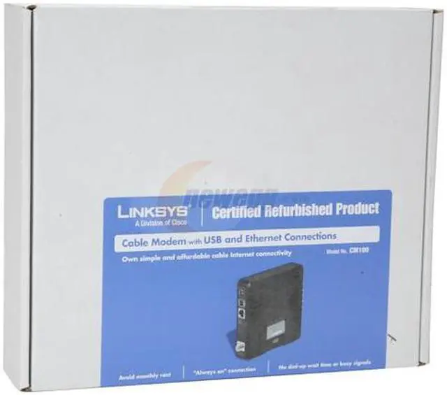Alt view image 7 of 7 - LINKSYS CM100-RM Cable Modem with USB and Ethernet Connections Ethernet Port DOCSIS 1.0, DOCSIS 1.1 Certified, DOCSIS 2.0 Certified, IEEE 802.3, IEEE 802.3u, USB1.1