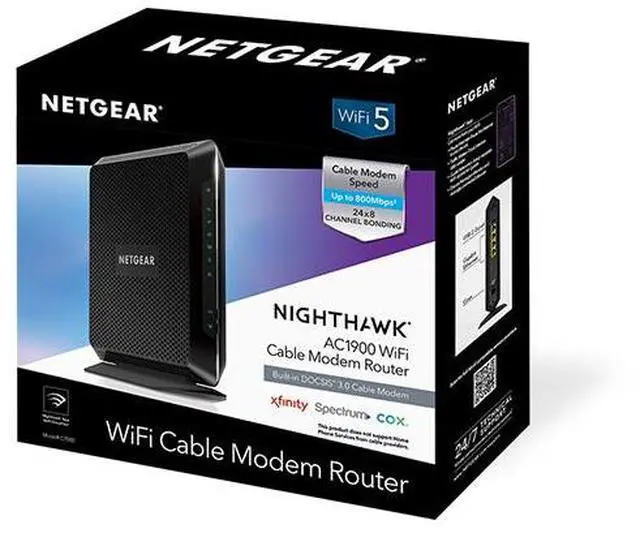 Alt view image 7 of 8 - NETGEAR Nighthawk AC1900 (24x8) DOCSIS 3.0 WiFi Cable Modem Router Combo Certified for Xfinity from Comcast, Spectrum, Cox, & more (C7000)