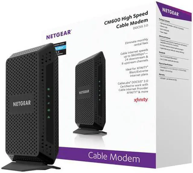 Alt view image 4 of 5 - NETGEAR High Speed 960Mbps Cable Modem DOCSIS® 3.0 24x8 Cable Modem (CM600)