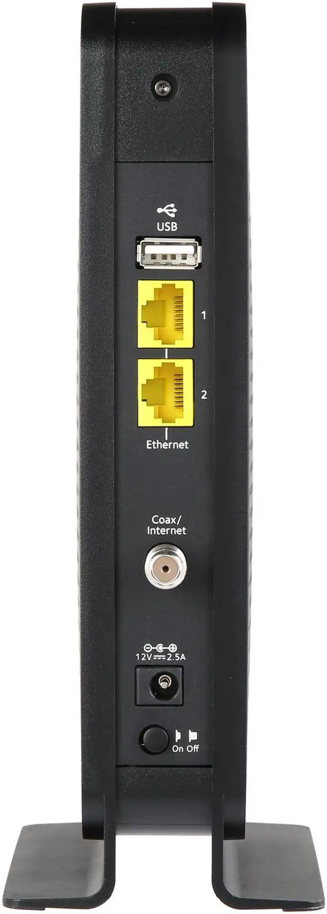 Alt view image 3 of 5 - NETGEAR C3700-100NAR N600 Wi-Fi Cable Modem Router 1 x USB 2.0 port
1 x coaxial port for cable Internet  
2 x 10/100/1000 LAN Gigabit Ethernet ports with auto-sensing technology DOCSIS 3.0
IEEE 802.11 b/g/n 2.4 GHz
IEEE 802.11 a/n 5.0 GHz