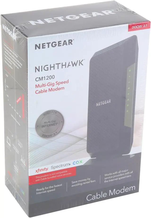 Alt view image 4 of 4 - NETGEAR DOCSIS 3.1 Multi-Gig Cable Modem with 4 Ethernet Ports. Max download speeds of 6.0 Gbps, For XFINITY by Comcast, Spectrum, and Cox (CM1200)