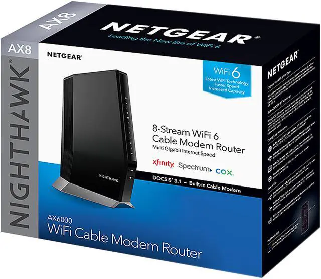 Alt view image 6 of 6 - Netgear Nighthawk DOCSIS 3.1 Two-in-one Cable Modem + WiFi 6 Router Combo, 6Gbps (CAX80)