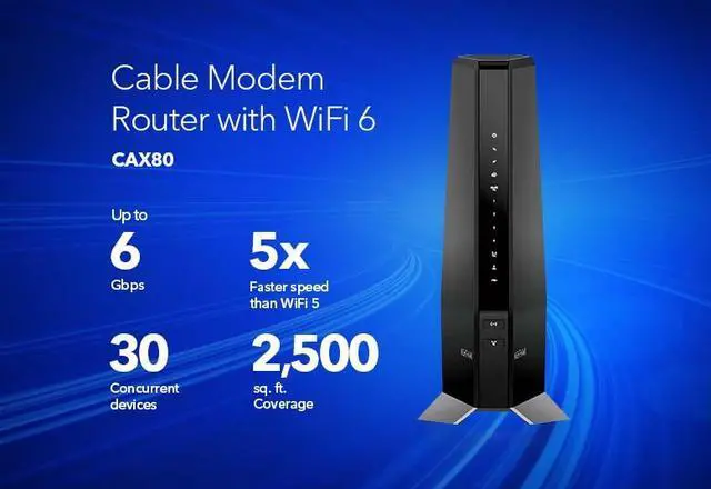 Alt view image 5 of 9 - Netgear Nighthawk DOCSIS 3.1 AX6000 Two-in-One Cable Modem + WiFi Router, 6Gbps, CAX80-100NAS