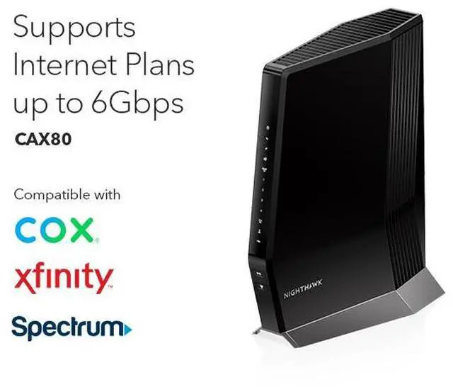 Alt view image 6 of 9 - Netgear Nighthawk DOCSIS 3.1 AX6000 Two-in-One Cable Modem + WiFi Router, 6Gbps, CAX80-100NAS