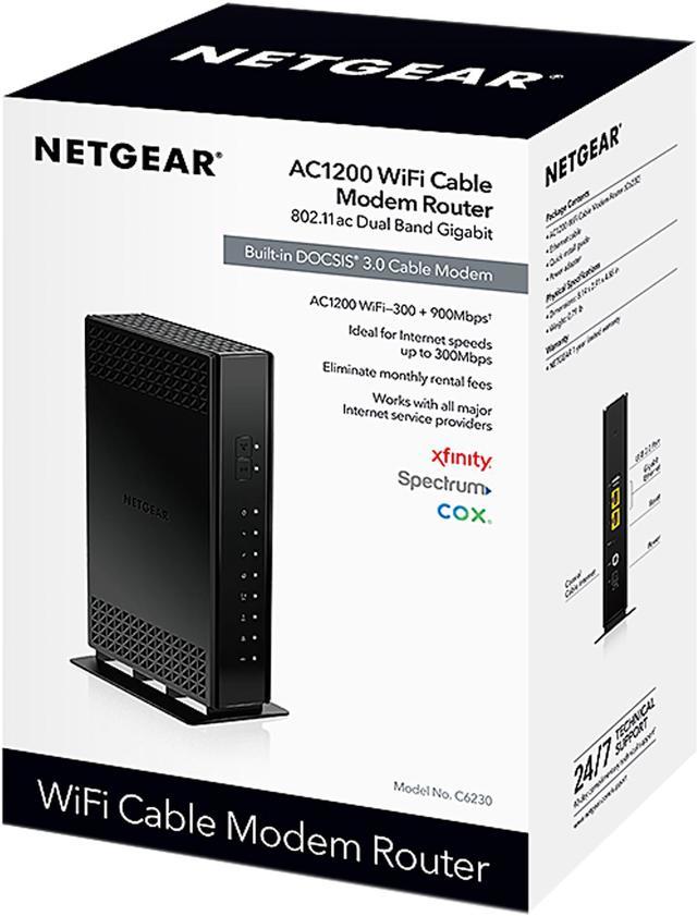 NETGEAR Cable Modem with Built-in WiFi Router (C6230) Cable Plans Up to  300Mbps | AC1200 WiFi Speed | DOCSIS 3.0