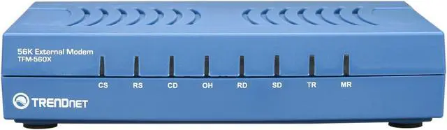 Alt view image 2 of 5 - TRENDnet TFM-560X External Data/Fax/TAM Modem 56Kbps RS-232 (Serial Port) V.92 56 Kbps ITU standard V.90 56 Kbps ITU standard V.34 33.6 Kbps ITU standard V.32bis, V.32, V.22bis, V.23, V.21, Bell 212A, Bell 103