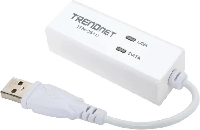 Main image of TRENDnet TFM-561U 56K USB Phone/Internet/Fax Modem 56Kbps 1 x USB 2.0 (Type A) 1 x RJ-11 port (phone line)