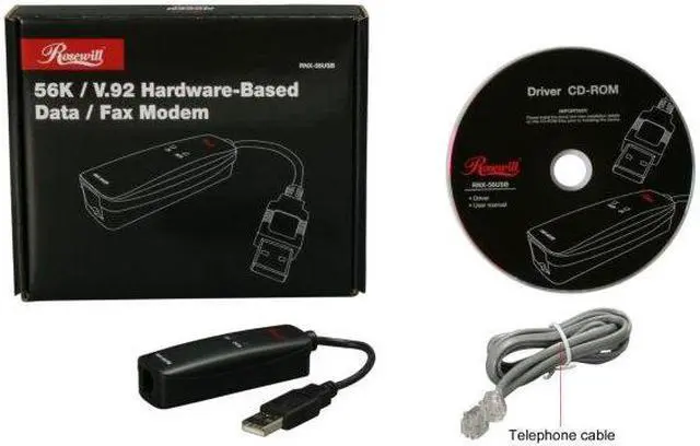 Alt view image 4 of 5 - Rosewill RNX-56USB - Modem - Conexant Hardware-Based 56Kbps USB (Plug & Play) V.92 Data / Fax / TAM – Windows 7 Ready
