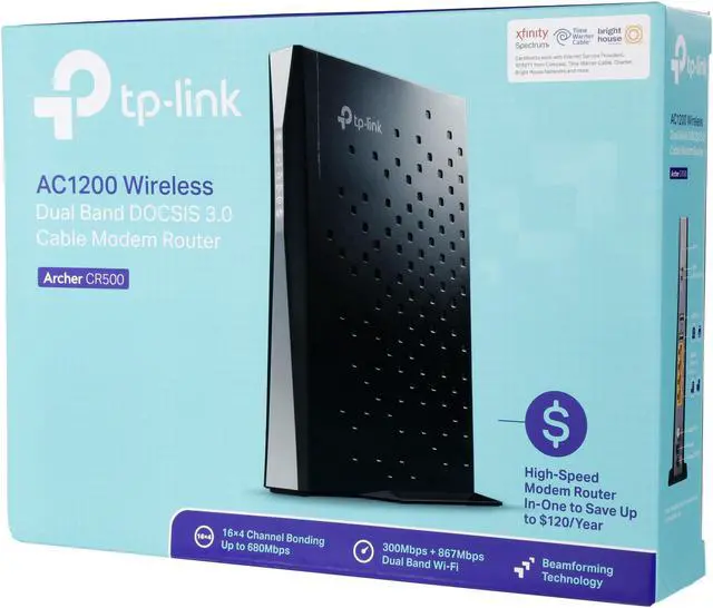 Alt view image 4 of 4 - TP-Link AC1200 DOCSIS 3.0 (16x4) Wireless Wi-Fi Cable Modem Router | Gateway | Great for Cable Internet plans up to 300 Mbps | Certified for Comcast XFINITY, Spectrum, and More (Archer CR500)